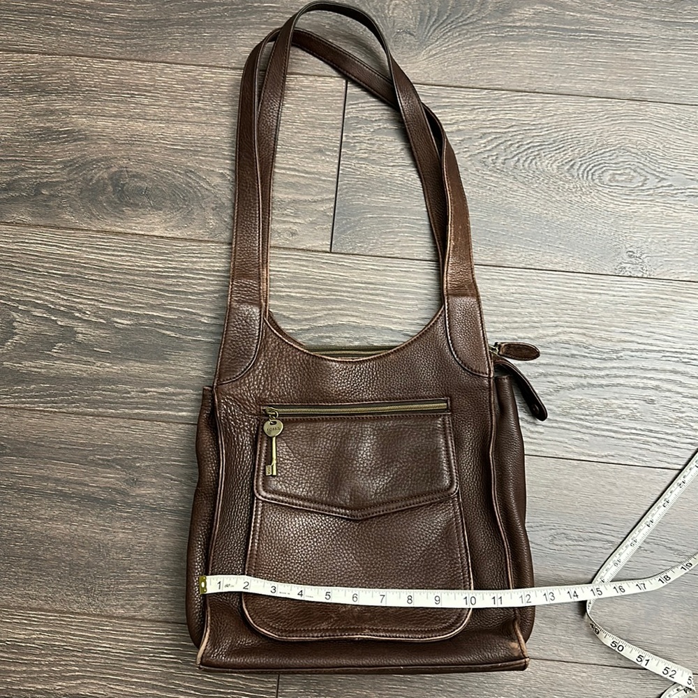 FOSSIL 1954 CARRYALL SHOPPER LEATHER HANDBAG BROWN